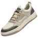 shallow Pigskin + Mesh Casual Men's Board Shoes Ront Lace-up Breathable Lat Heel Board Shoes Men's Shoes_vogvips.com