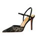 Sexy Nightclub Slim High Heel Shallow Mouth Pointed Out Mesh Lace Strap Sandals_vogvips.com