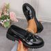 New Platform Small Leather Shoes A Slip-on Fringe Loafers Single Shoes_vogvips.com
