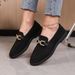 SHLIANG New Comfortable Women Flat Shoes With Metal Chain Lightweight Soft Fabric Slip-On Low-Top Casual Shoes Simple Suede Loafers For Women Y0286_vogvips.com