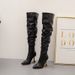 Women's Knee-High Stiletto Boots - Genuine Leather Pointed Toe High Heel Boots With Side Zipper, Slimming & Elegant For Winter Wine Glass Heel_vogvips.com