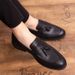 Euro Step Brogue Carved Slip-On Loafers Men's British Korean Style Trendy Club Hairstylist Pointed Leather Shoes_vogvips.com