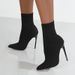 Women's Shoes Stretch Knit Pointed Toe Boots Mid-Calf High Heel Ankle Boots With Rubber Sole For Fall And Winter_vogvips.com