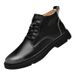 Martin Boots Men's High-top Casual Velvet Snow Boots Thermal Cotton Shoes Medium-top Inner Height Increase Men_vogvips.com