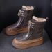 Snow 2025 New Model Maillard Winter Short With Fleece Lining And Thickened Design, Women's Martin Boots In Brown Cotton_vogvips.com