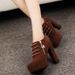 New European And American Style Chunky Short For Women, High Heel Ankle With Side Zipper, Martin Boots_vogvips.com