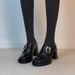 Women's Shoes New Style High Heeled Loafers, Petite Chunky Heel Single Shoes, Black, Versatile Slip On, Deep Mouth JK Leather Shoes_vogvips.com