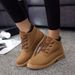 Women's Genuine Leather Suede Martin Boots With Fleece Lining, Chunky Rubber Sole, Round Toe, Low Heel, Slip-Resistant, All-Season Comfort_vogvips.com