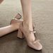 First Encounter Season Bow Nude Mary Jane 2026 New Style Elegant Chunky Sweet High Heel Women's Single Shoes_vogvips.com