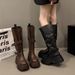 Platform Height-Increasing For Women 2025 New Autumn Winter Versatile Over-the-Knee Long Belt Buckle Riding Boots_vogvips.com