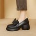 Genuine Thick-Soled White Loafers 2026 New Model Bow High-Heeled Small Leather Round-Toe Slip-On Platform Shoes_vogvips.com