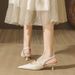 Qianluhui Fashionable Patent Leather Low-Heel Pointed-Toe Sandals Elegant Ladies, Thin Heel, Comfortable For Commuting_vogvips.com