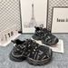 2025 Autumn New European Style Thick-Soled Dad Shoes For Versatile Round-Toe Platform Sole Lace-Up Casual Sneakers_vogvips.com