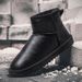 Genuine Leather Waterproof Winter Snow Boots For Men & Women - Slip-Resistant, Fleece-Lined, Comfortable & Warm Unisex Design (Black/Grey, Size 36-47)_vogvips.com