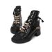Color Matching Lace Up Short Boots High End Genuine Leather Martin Boots For Women Street Blasting Sweet And Cool Knight Boots_vogvips.com