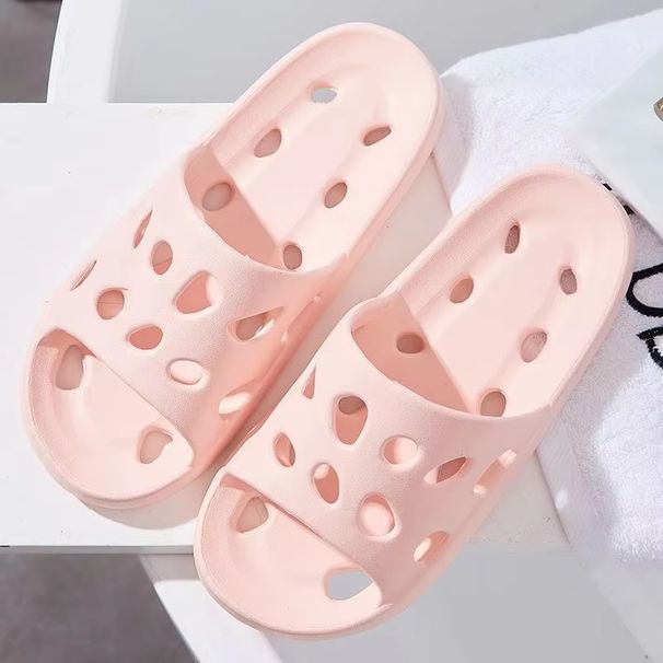 Women Shower Slippers Slides Bathroom Leaking Non-Slip Indoor House Thick Bottom Hole Flip Flops Male Quick-Drying Slippers_vogvips.com