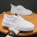 2026 New Summer Breathable Trendy Lace-up Cloth Men's Sports Casual Shoes, White Sneakers, Versatile Board Shoes_vogvips.com