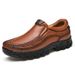 European Warm Series High-End Men's Middle-Aged Leather Top Layer Cowhide Wear-Resistant Durable Large Size Slip-On Dad With Fleece Cotton_vogvips.com