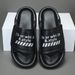 【 Price Control 】 Men's Leather Slippers, Niche Trendy Shoes, Versatile High-end Printed Top Layer Cowhide Sandals_vogvips.com