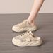 Little White Shoes Children Korean Women's Thick-soled Casual Mesh Breathable Half-drag Board Shoes Tide_vogvips.com
