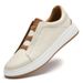 Men's Shoes Round Head White Shoes Board Shoes First Layer Cowhide Men's Casual Shoes Low Top Shallow Mouth Shoes_vogvips.com
