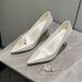Women's Crystal Flower High Heel Wedding Shoes White Satin Evening Gown Reversible Shoes For Wedding Dresses_vogvips.com