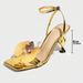 Factory Wholesale Cross-Border European And American Orchid Decor Cross Strap Irregular Heel Square Open Toe Stiletto_vogvips.com