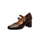 Soft Version~French Retro Style Square Toe Chunky Heel Mary Jane For Women With Strap Buckle High Heels Soft Leather_vogvips.com