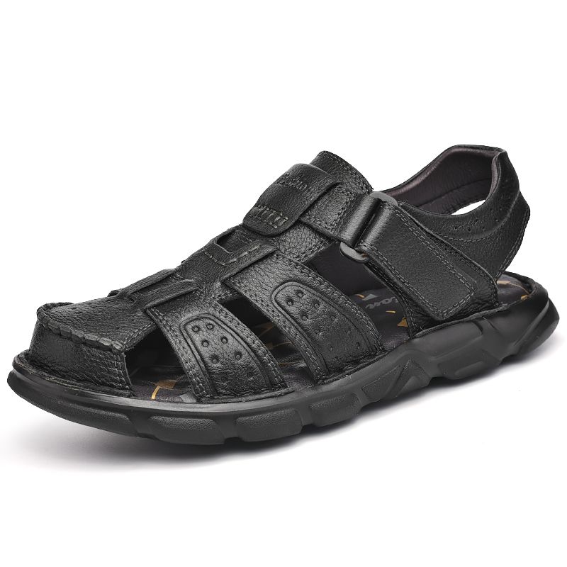 Genuine Leather Casual Shoes For High Quality Classic Summer Outdoor Walking Sneakers Breathable Men Sandals_vogvips.com