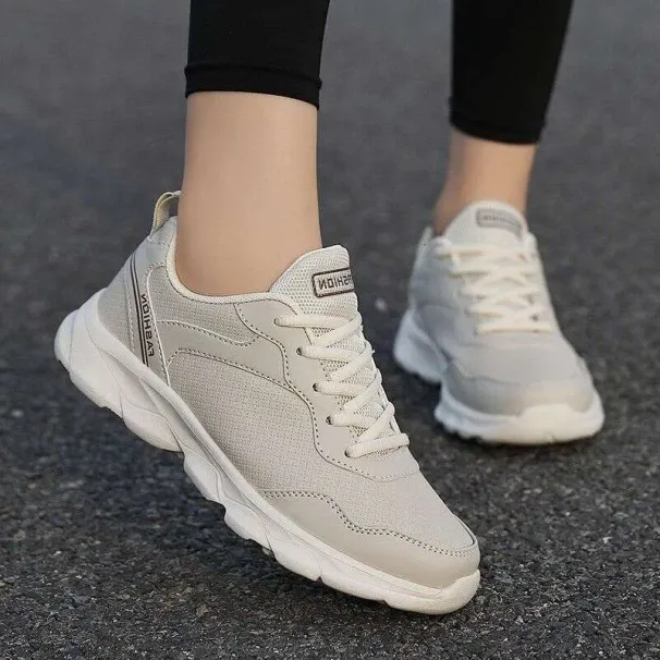 Fall Brand Women's Sport Sneakers Leather Surface Waterproof Lightweight Running Black Soft Bottom Casual Anti Slip_vogvips.com