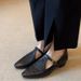 2025 Spring Summer Autumn New 4.5cm Square Toe Woven Hollow Shallow Mouth T-Strap Chunky Heel Commuter Shoes_vogvips.com