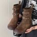 Sheepskin Version ~ Distressed Belt Buckle Western Cowboy Short Women Melad Martin Motorcycle Boots_vogvips.com