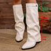 Women's High Heeled Fashion Boots Pleated Chunky Heel Plus Size High Top British Style_vogvips.com