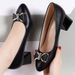 2025 Spring New Thick-Heeled Women's Versatile Slip-On Mid-Heel Leather Shoes For Work And All Seasons_vogvips.com