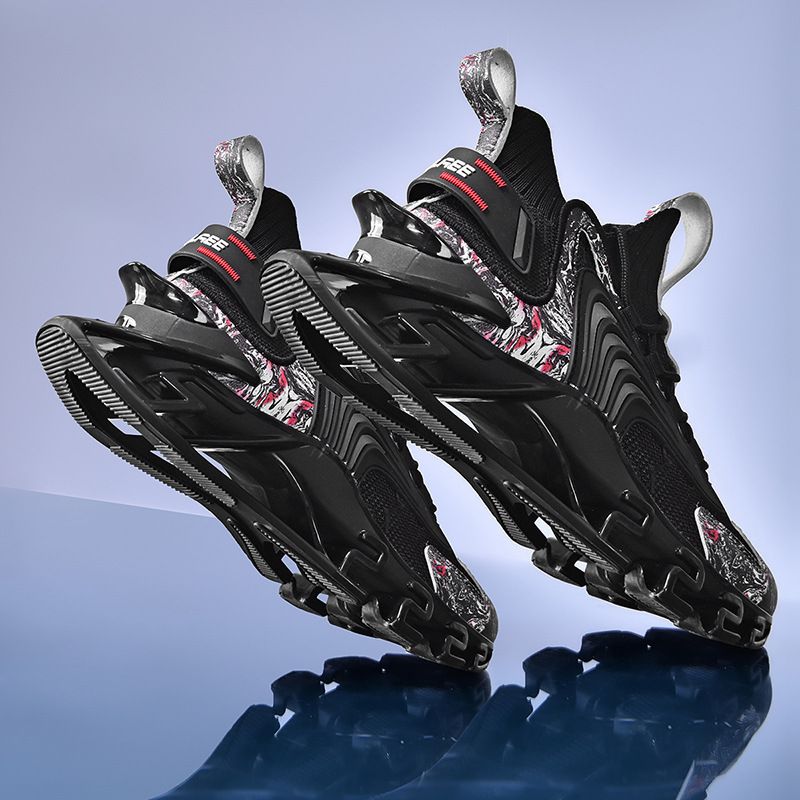 New Men's Trendy White Running Sports Shock Absorption Shoes Spring Autumn Mesh Breathable Blade Sneakers_vogvips.com