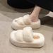 7cm Thick Hairy For Women's Outdoor Wear, 2025 New Autumn And Winter Flat Bottom Straight Warm Cotton Slippers_vogvips.com