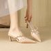 601 European American Sexy Slimming High-heeled Pointed Toe Hollow-out Studded Women's Shoes With Thin Heel And Ankle_vogvips.com