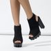 Chunky Heel Open-Toe Knitted Boots – Stretchy Platform Summer Booties For Women (Black/Beige, Sizes 35-42)_vogvips.com