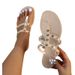 Station Summer New V Brand Rivet Flat Sandals Women's Toe Clip Slippers Vacation Beach Non-Slip Jelly Shoes_vogvips.com