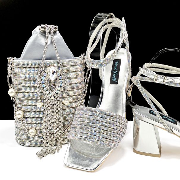 Women's shoe bag set Fringe embellished ankle strap Simple elegant banquet or everyday_vogvips.com