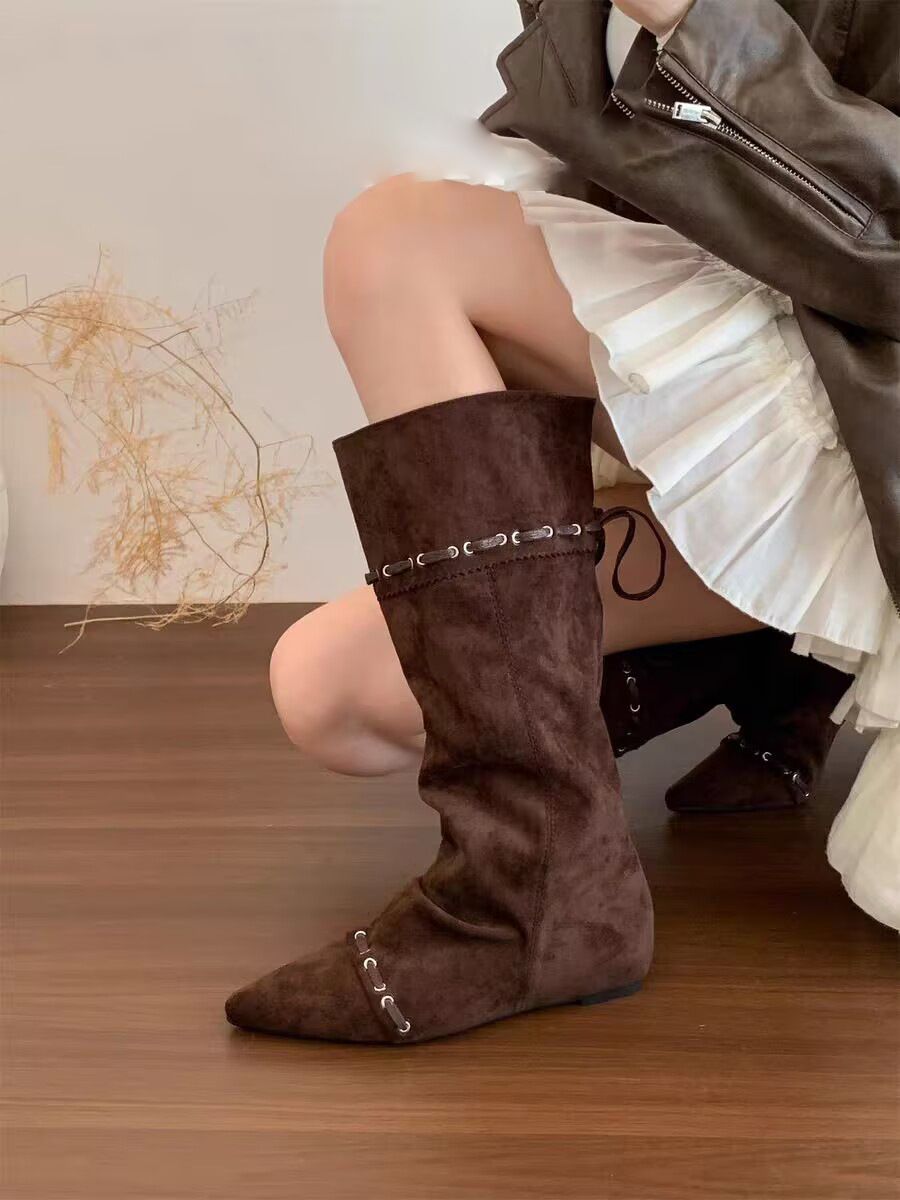 2026 Wasteland Hot Girl Western Cowboy For Women Autumn New Fashion Versatile Casual Slimming Stacked Long Boots_vogvips.com