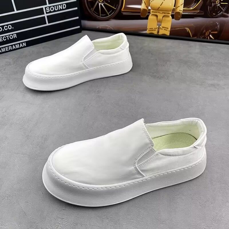 Men's Summer 2025 New Thick-Soled Versatile Casual Shoes, Lightweight Slip-On White Sneakers_vogvips.com