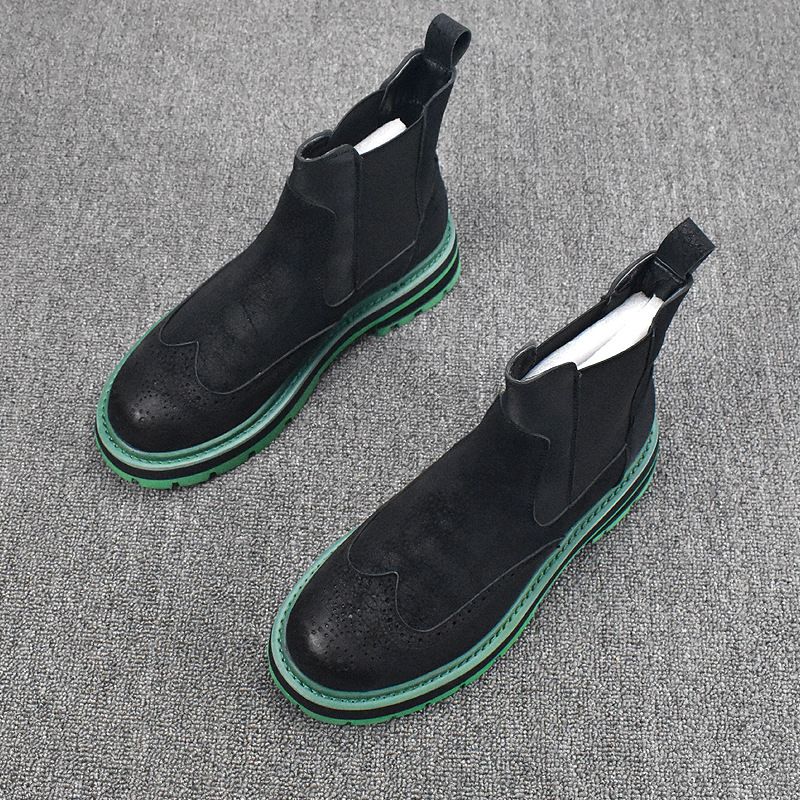 European Warm Series Autumn Winter New Martin Boots Men's Casual Cowhide Korean Version Trendy Versatile Breathable Work Shoes_vogvips.com
