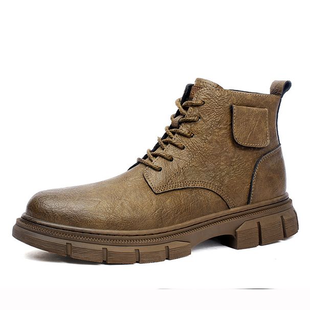 Martin Boots Fleece Warm High-top Tooling Leather Boots Medium-top Casual Leather Shoes_vogvips.com