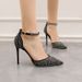 Women S Pumps High Heels Shallow Mouth Pointed Toe Hollow One Word Straps With Shiny Rhinestones Women Wedding_vogvips.com
