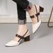 2026 Spring/Summer New Shoes: Pointed Toe Chunky Heel Closed-Toe Shoes, Mid-Heel Buckle High Heels, Hollow-Out Women's_vogvips.com
