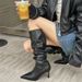 Pointed Toe Pleated For Women 2025 Autumn Thin Heel Slouch High Heels Over-the-Knee Women's Long Boots_vogvips.com