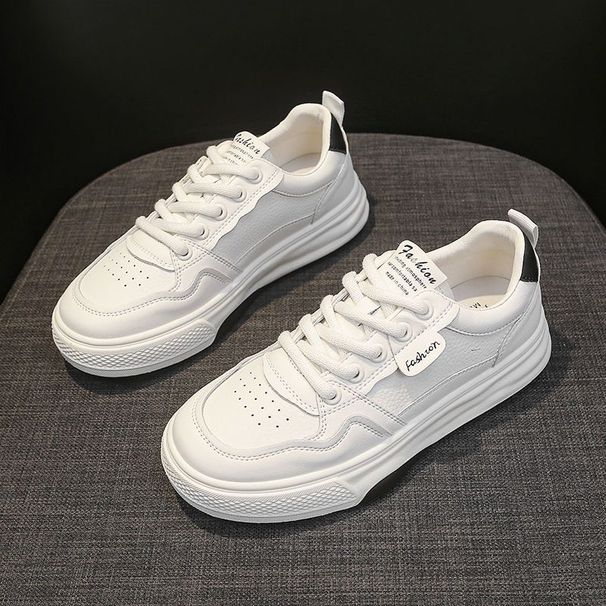 Spring Women's Breathable White Shoes, Versatile Ins Thick-Soled Sports Casual Sneakers, Everyday Casual_vogvips.com
