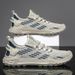 Men's Breathable Slip-On Sneakers With Mesh Upper - Lightweight Casual Sports Shoes For Summer (Beige/Black)_vogvips.com
