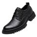 Embossed Grid Casual Men's Shoes Large Size Lace-up First Layer Thick Sole Heightening Men's Leather Shoes_vogvips.com